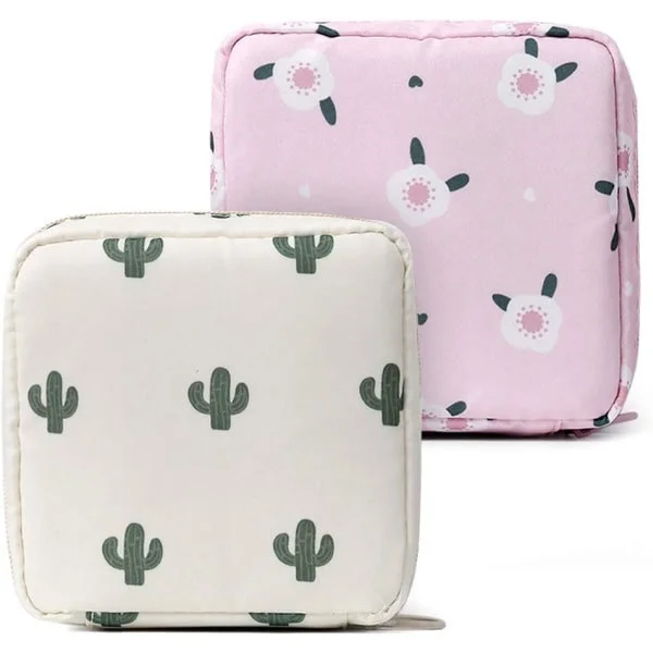 2 opbevaringsposer til hygiejnebind, menstruationskop-taske, nylon