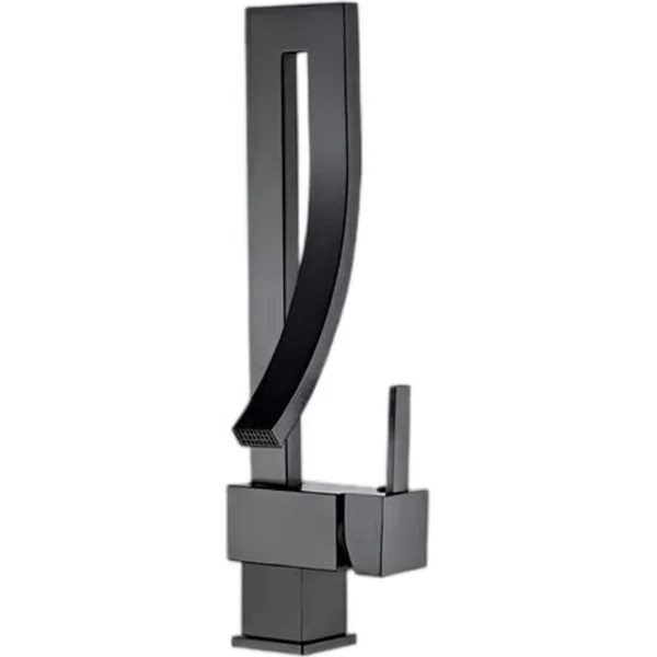 Modern tvättställsblandare - Massiv mässing i ett stycke - Svart färg - Elegant och hållbar design - Hög kvalitet.