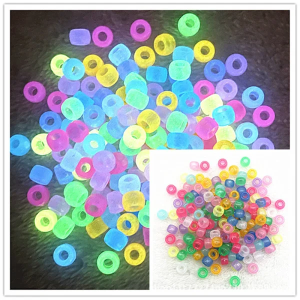 250 stk. 6x9 mm store hul perler fluorescerende farve tønde perler akryl materiale pony perler flet paryk perler løse perler