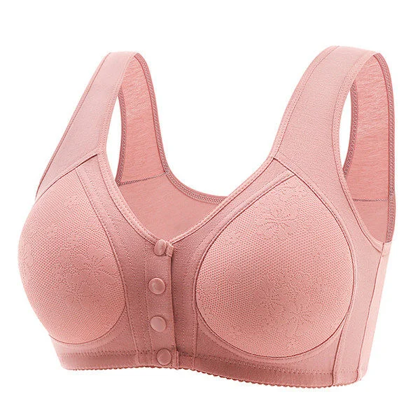 Dame-bh med frontlukning, plus size, blonde, fuld dækning, bøjle, uforet
