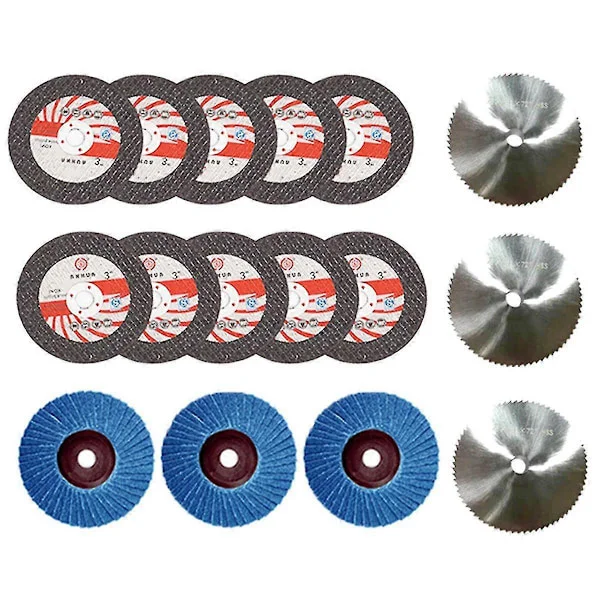 16 st 75X10 mm Vinkel Slipskiva Set Trä Metall Kapskiva HSS Karbid Poleringsskiva för 12V