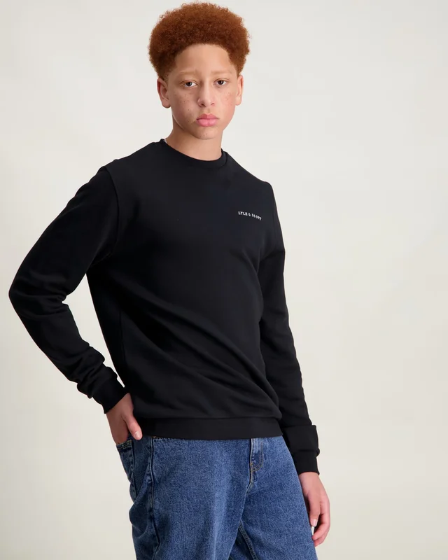 Lyle & Scott Script Crew Neck Sweatshirt Svart Genser Gutt - Kids Brand Store