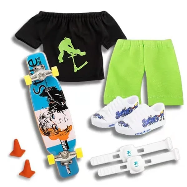 Finger Skateboard Med Skor Mini Scooter Finger Leksak Set Gripbräda Skor Och Byxor Finger Skate Board Mini Skateboard Black Series