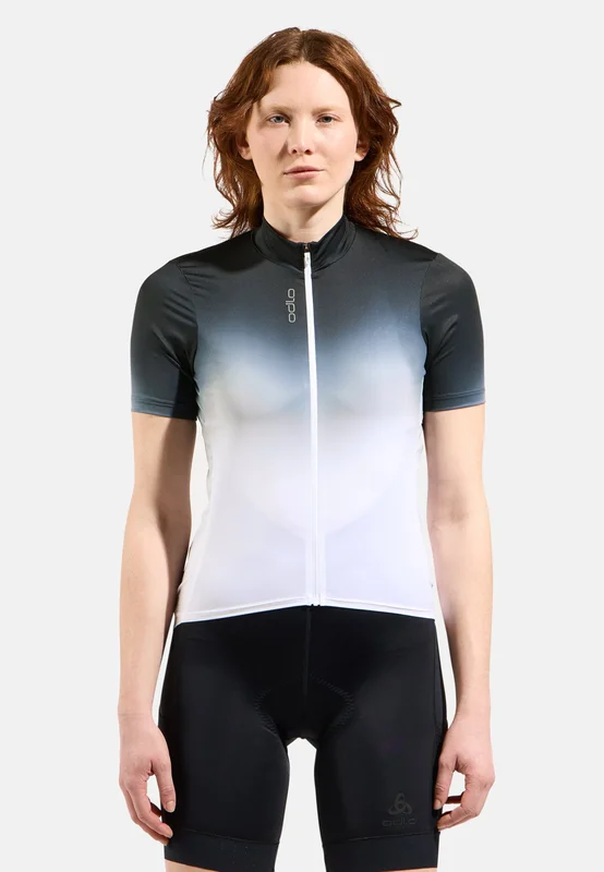 Odlo Zeroweight Chill-Tec Print Fietsshirt Full-Zip voor dames, M, wit