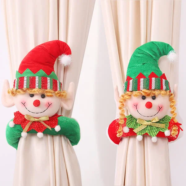 Pieces Christmas Curtain Tie-backs - Cartoon Elf, Doll Curtain Tie-backs