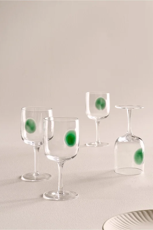 Jotex - Wijnglas 4 Stuks Transparant/groen Transparant/groen - DART - Koop Wijnglazen bij Jotex