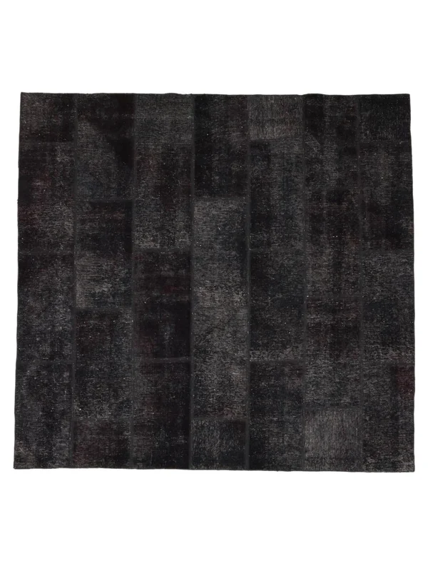 Käsinsolmittu Patchwork Matot 215X225 Itämainen Villamatto Musta Matto