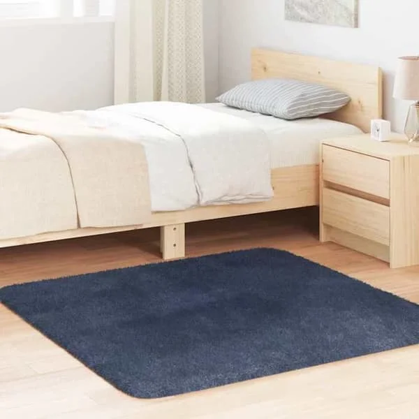 vidaXL Långhårig shaggy matta NAVARRA marinblå 120x120 cm 4102867