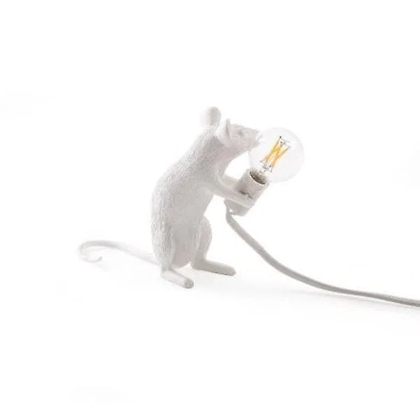 Bordlampa i resin Seletti Sittande mus Vit 5 x 15 x 12,5 cm