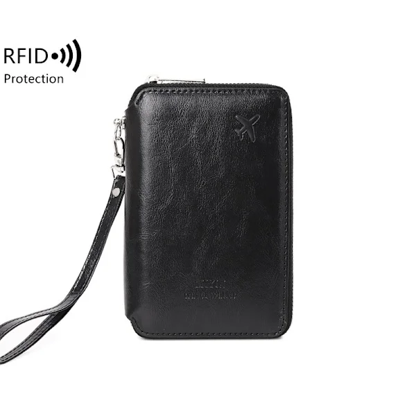 Black PU Leather Passport Holder with RFID Blocking