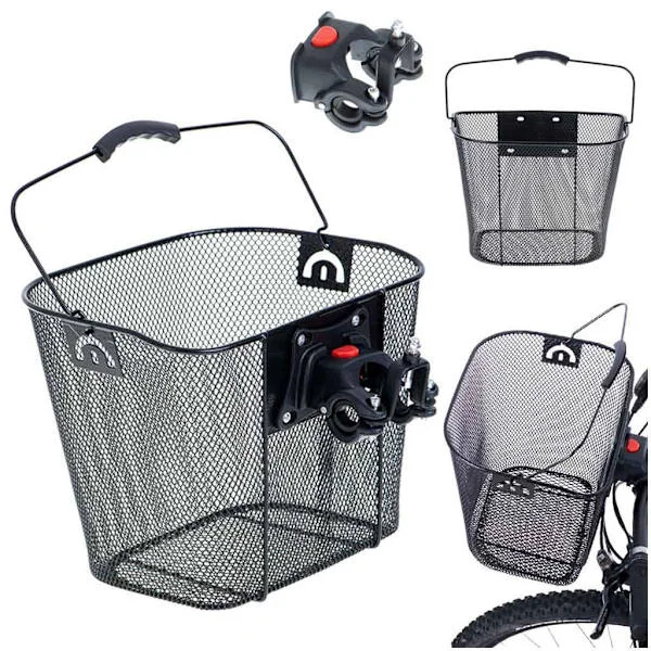 Front bicycle basket, click-on metal basket