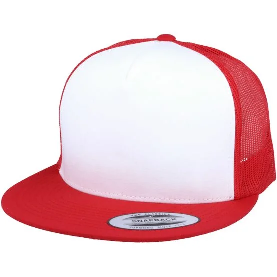 Yupoong - Wit trucker Cap - Classic White/Red A-Frame Trucker Snapback @ Hatstore