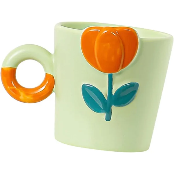 Tulipan Keramisk Krus Store Krus Tulipan Krus Bærbar Kaffekrus Keramisk Drikkekrus Stort Kaffekrus Kaffekrus Genanvendeligt