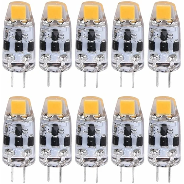 G4-pære 2W G4 LED-pære svarer til 20W G4 halogenpære erstatning, G4-base Ac/Dc12V-24V, varm hvid 10 stk