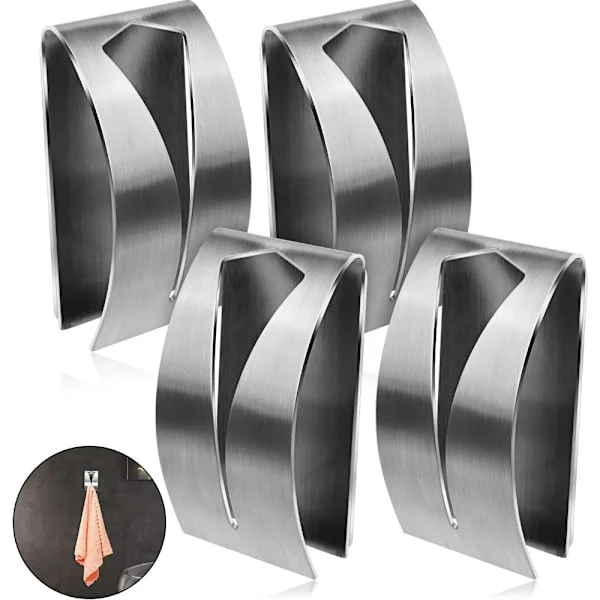 Håndkleholder i rustfritt stål for selvklebende håndklær, veggmontert håndklekrok uten boring, håndklekrok for baderom (LGL) Sølvfarget