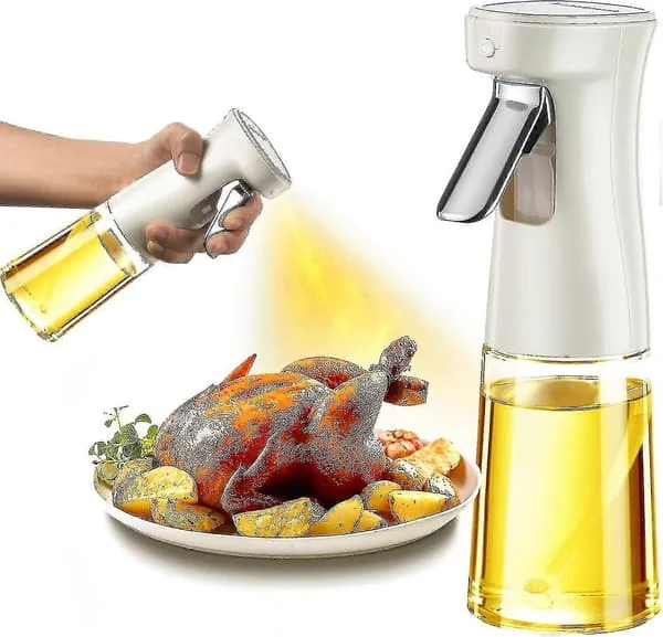 Oljeforstøver for matlaging, 240 ml olivenoljeforstøver i glass, olivenoljesprayflaske, kjøkkenutstyr til airfryer, rapsoljesprøyte