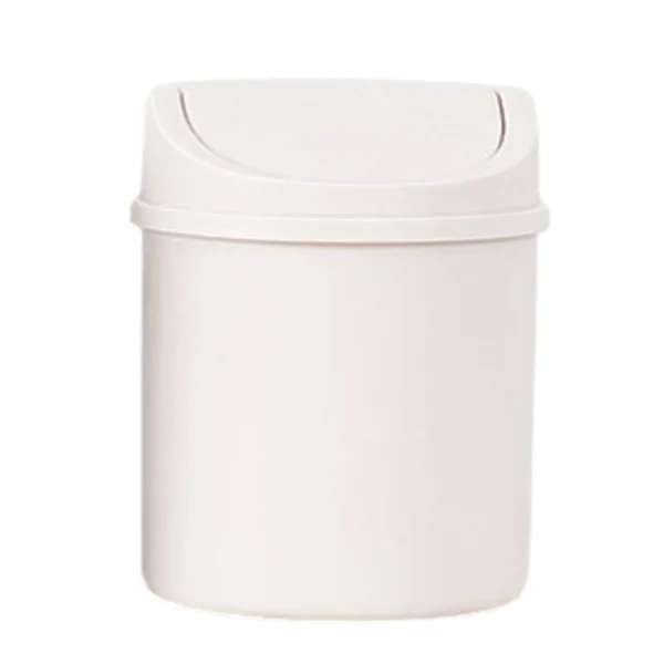 White Generic Tabletop Trash Can | Desktop Trash Can with Lid | Small Portable Tabletop Trash Can | Kitchen Trash Can For B