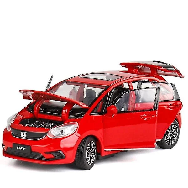 1/32 Honda Fit Jazz Sport Leksaksbil Diecast Miniatyrmodell Suv Dra Tillbaka Dörrar Öppningsbara Ljud & Ljus Samling Present Till Pojke Barn
