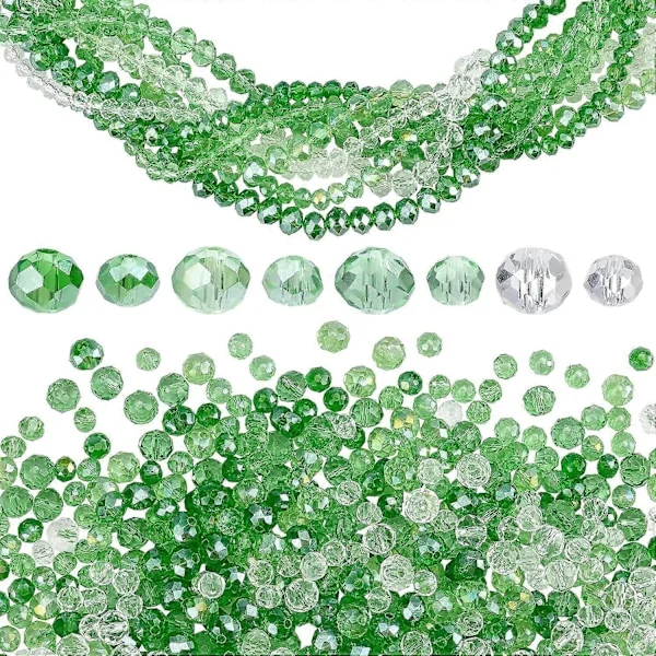 660 st Green Glass Beads 6mm 8mm Rondelle Faceted Beads Electroplated Glass Beads Crystal AB Color Plated Loose Beads Spacer Bead