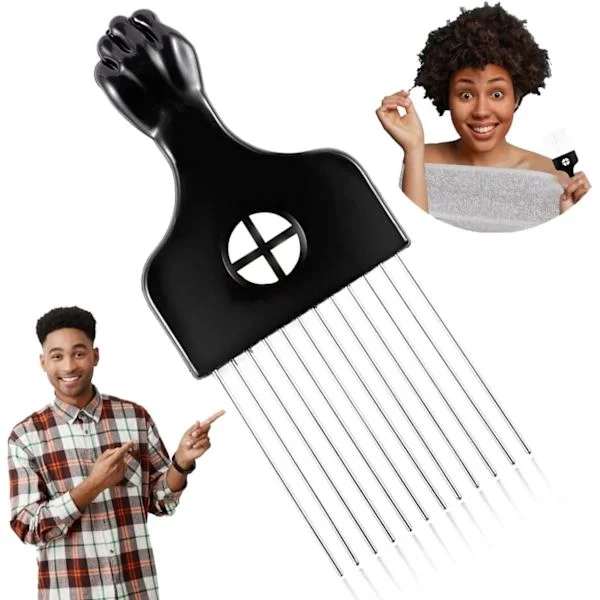 Metal Afro Kam – Glat & Robust Metalkam til Udfiltring og Styling – Afro Kam til Krøllet Hår – Til Hjemmebrug & Salon (Metal Afro Kam)
