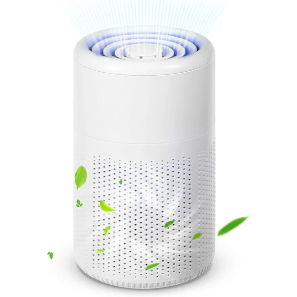 Mini luftrenare för sovrum hem, liten skrivbordsluftrenare filtrerar rök, mjäll, hår, lukter, 20dB tyst för husdjur, kontor, kök