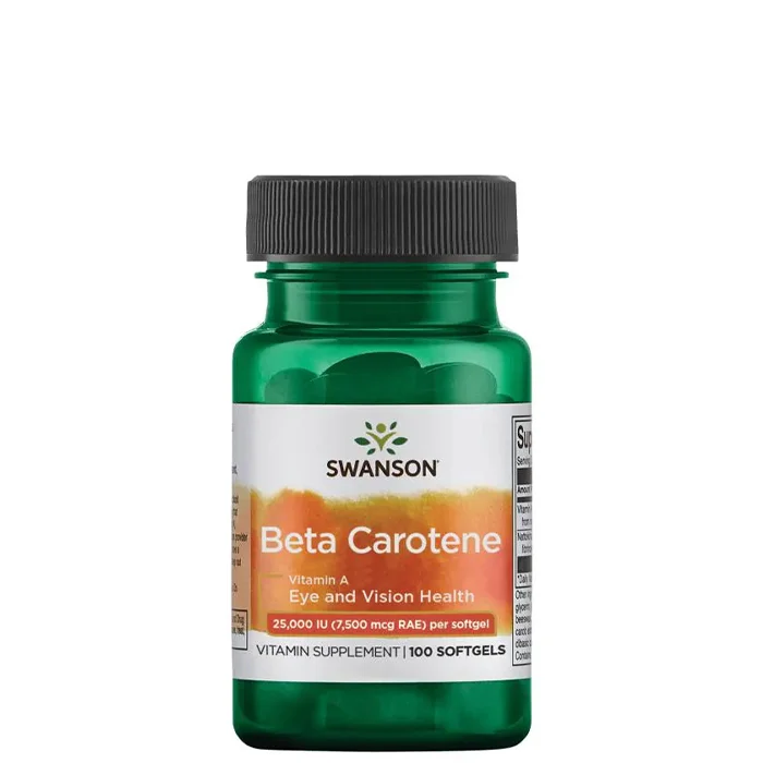 Swanson Betakaroten 25000 Iu (7,500 mcg Rae) 100 mjuka kapslar