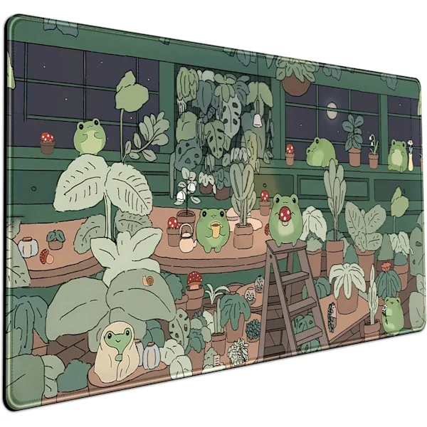 Mekaniskt Nötkreatur Söt Groda Musmatta Skrivbord Kawaii Grön Dekor Matta, Stor Gaming (30x80x0.3cm, Stil 1)