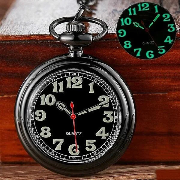 Lysende QUARTZ Lommeur til Mænd Kvinder Sort Sølv Guld Lommekæde Vedhæng Lysende i Mørke Nat Grønt Lys montre de poche FOB WATCH 2