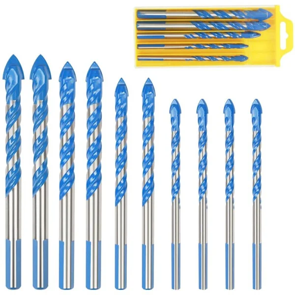 10-delers borresett for fliser og glass – Størrelser 6mm, 8mm, 10mm, 12mm – Herdet metall for presis boring – Kompatibel med standard bor