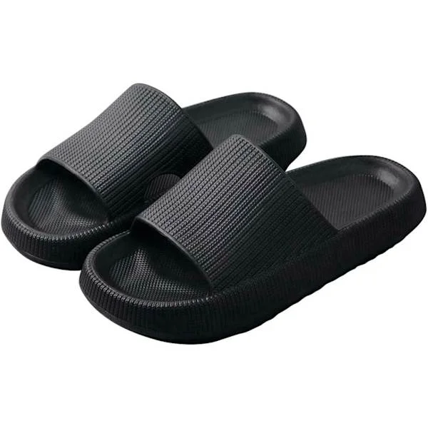 Hierontatossut Slider Pillow-Massage Vaahtomuoviset Kylpytossut, Liukumattomat Alustatossut, Uusin Teknologia-Superpehmeät Kotitossut (musta, 280mm)