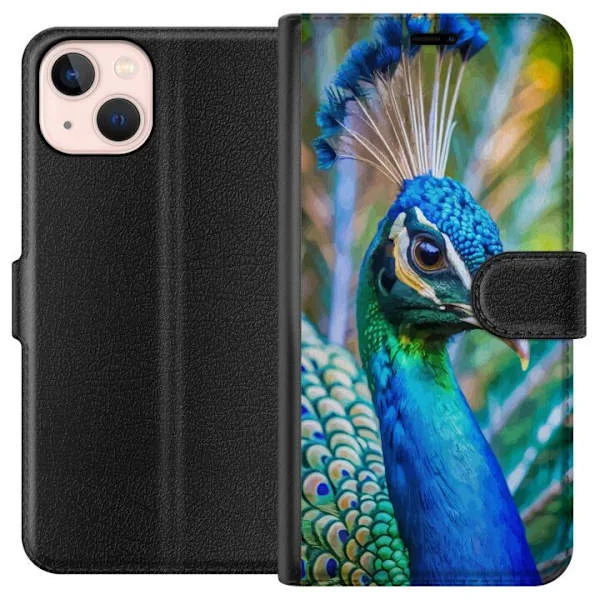 Kompatibelt Plånboksfodral till Apple iPhone 13 Påfågel Fjädrar Färgstark Design Fågelmotiv Exotiskt Grafiskt Motiv Natur Lyxig Dekoration