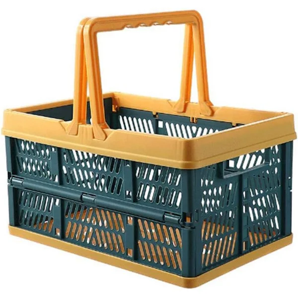 Vikbox med fyrkantigt handtag, hopfällbar plastlåda, hopfällbar