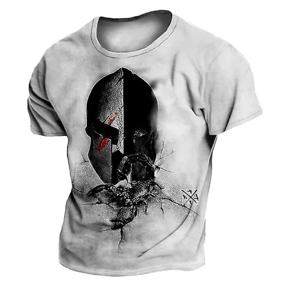 Vintage T-shirts för män 3d Vinking printed Street Retro Sparta Kortärmade Hip Hop-tröjor Oversized t-shirt Man Lösa kläder Z