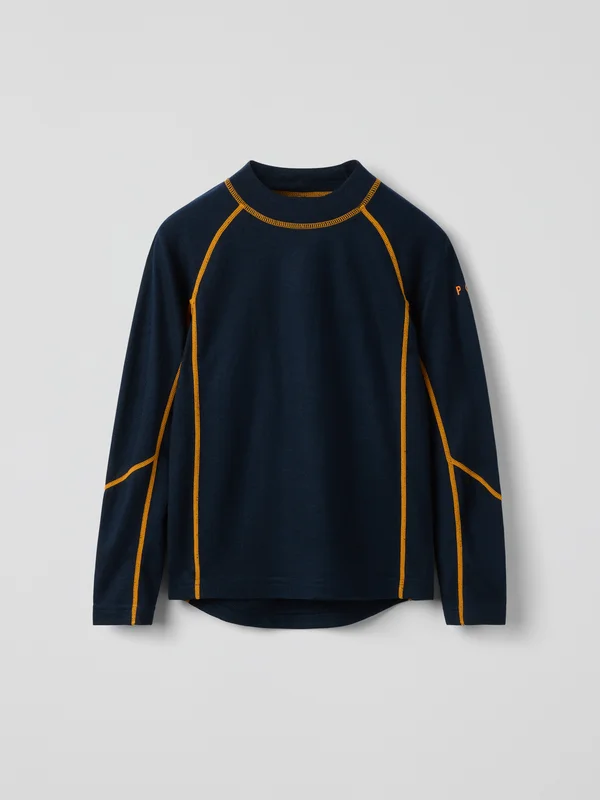 Polarn O. Pyret - Long-sleeve base layer top wool blend - blue - Size: 74 - 80 - Children's clothing 6-12 Months