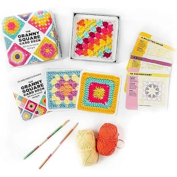 Granny Square-kortlek, 50 Mix & Match Mönsterkort, Stickset för Vuxna, Granny Square-kortlek Virkning