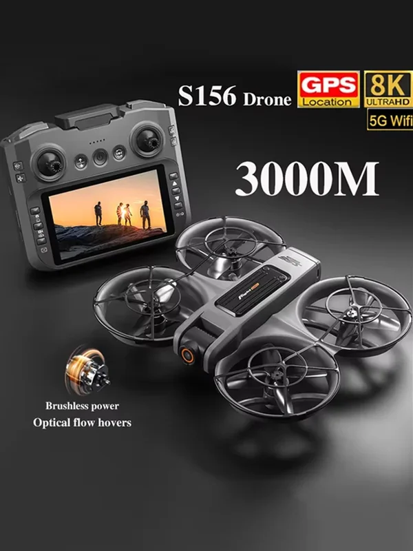AliExpress - Drone S156 GPS 8K Professionnel HD 360 ° Drone à double caméra, écran, télécommande, moteurs sans balais, évitement d'obstacles