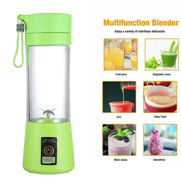380ML Mini Smoothie Mixer Bærbar Elektrisk Maker Stand Mixer Blender Smoothie Maskine (Grøn)
