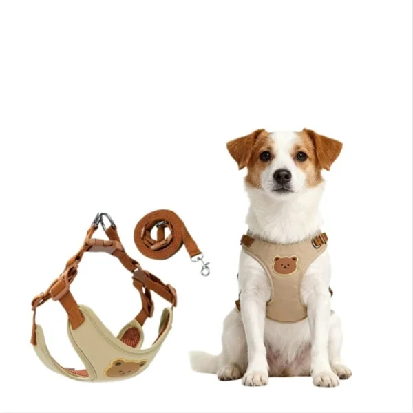 Adjustable Escape-Proof Vest-Style Dog Harness and 1.5m Leash Set - Lightweight Breathable Polyester for Small and Medium Dogs H-Style Anti-Escape Des