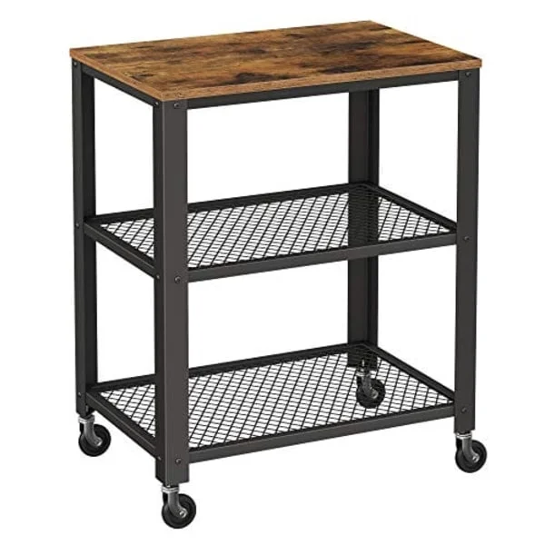 VASAGLE Serveringsvagn, Industrikök Rullande Utility Cart, Rustik Brun