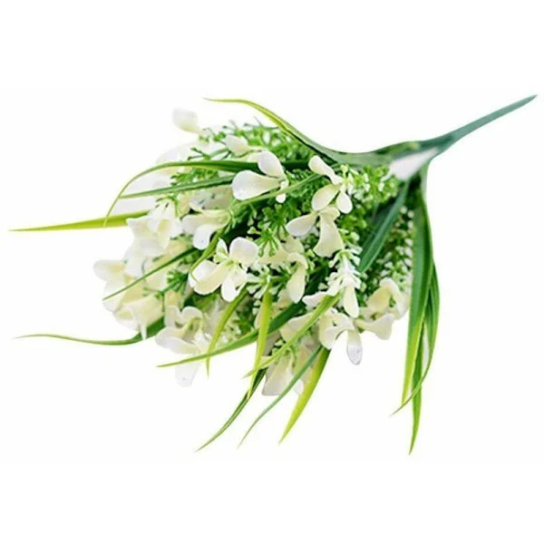 Bukett med hvite kunstige blomster for hjem-/bryllupsdekorasjon - 1 blomsterbukett per pakke