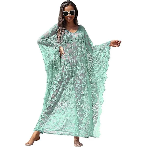[LCS] Strandovertræk Boho Blonde Kimono Plus Size Bikini Kåbe Badedragt Til Kvinder Ensfarvet-MXBC