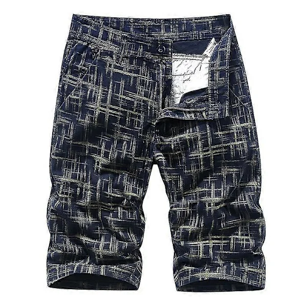 Grön cargoshorts med mönstertryck för män, vår sommar, herr, oversize, ficka, sportkläder, byxor, overaller, shorts med dragkedja, märkeskläder