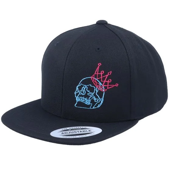 Kiddo Cap - Zwart snapback Cap - Kids Neon Summer Skull Crown Black Snapback @ Hatstore