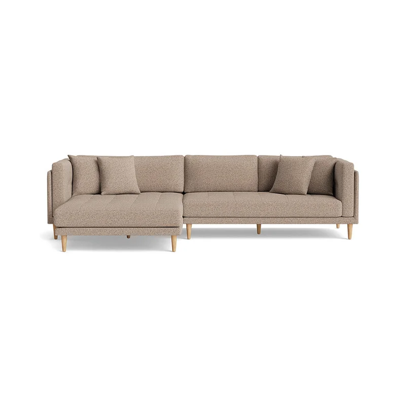 Cali chaiselong sofa, venstrevendt - Puente Greige - 295x170x76cm - Sofa, chaiselong - Bred dobbelt chaiselong med 4 pyntepuder