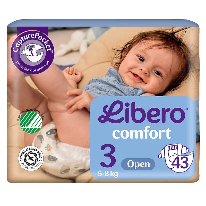Libero Comfort Åbne Bleer Str. 3, 5-8 kg - 43 stk, Børn & Forældre, Bleer, Engangsbleer