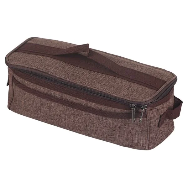 Camping Bag Stor Bag med Dobbel Glidelås for Oppbevaring av Bestikk, Stor Kapasitet, Håndtak, Utendørs, Matt Brun