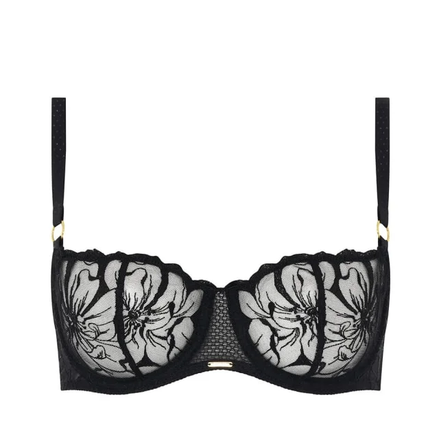 Chantelle Fleurs Half-Cup Balcony Bra Bh Dam Svart B80