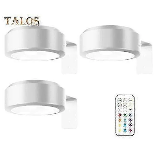 Tavellampa med fjärrkontroll 100 Lumen 3 ljuslägen Batteridriven Ingen borrning[JUN] 3st vit