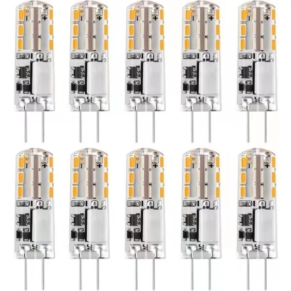 10x G4 LED-pærer 12V AC/DC Varmhvit 3000K 2W, dimbar lys - WELLNGS