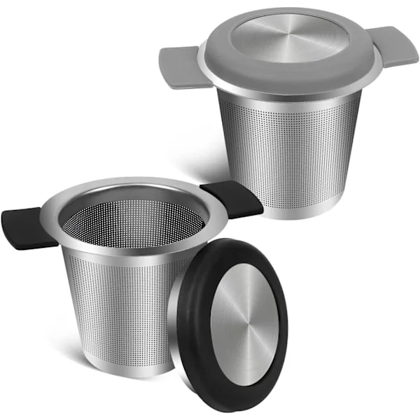 2 stk. teinfuser for løs te, te-sil i rustfritt stål med varmebestandig håndtak, ekstra finmasket te-sil, gave til teelskere